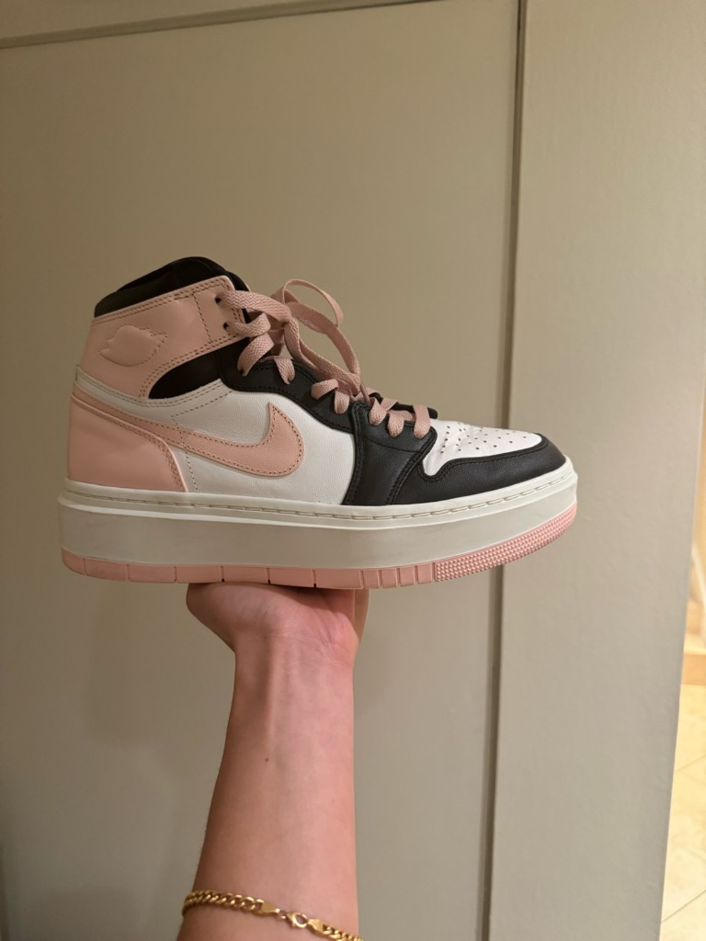 Nike Women's High-Top Sneakers in Pink White Black